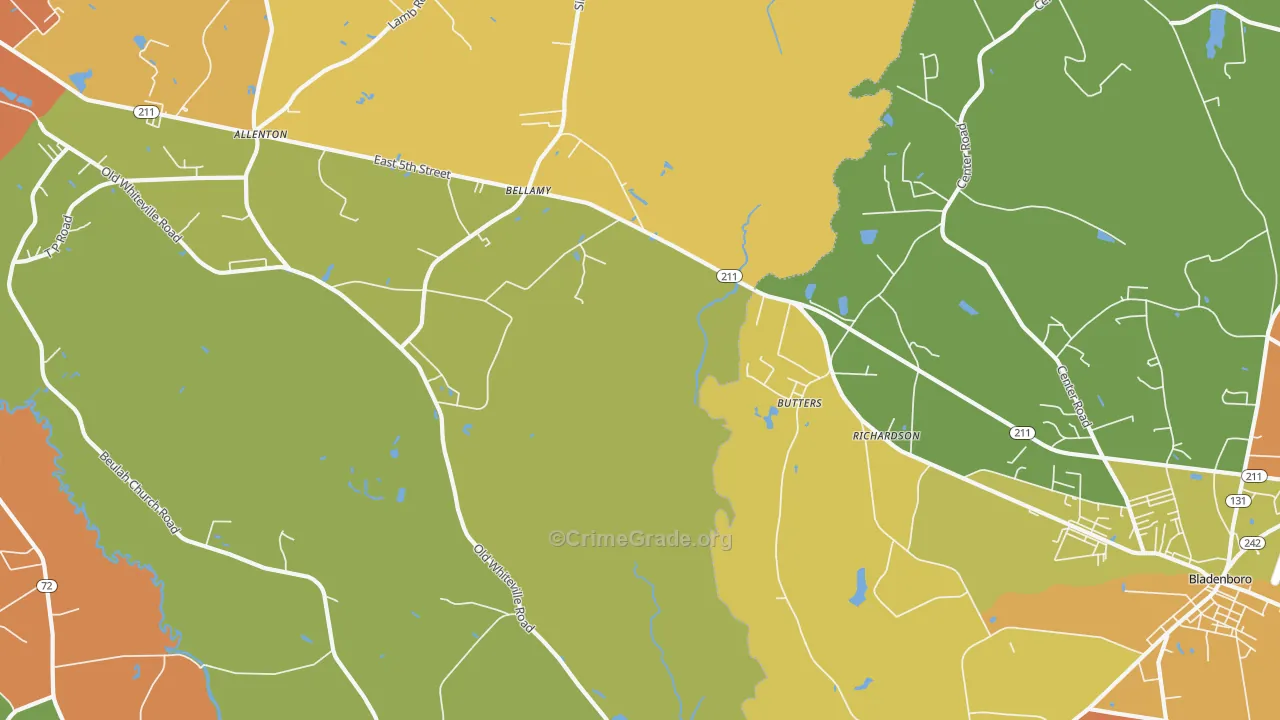 Butters, NC Map of Theft Rates