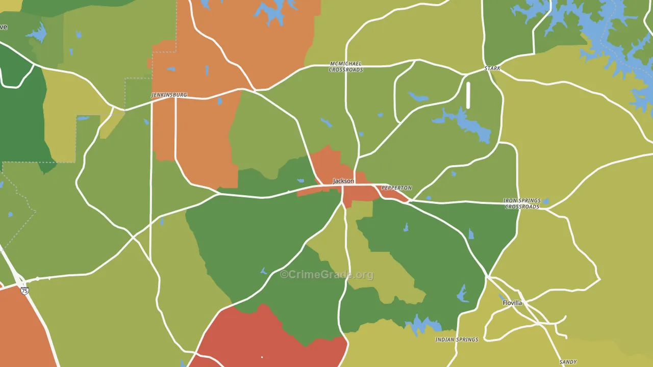 Butts County, GA Map of Theft Rates