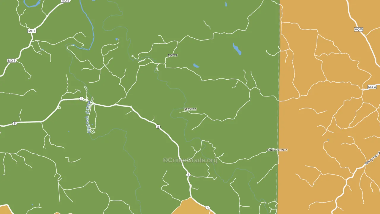 Butts, MO Map of Theft Rates