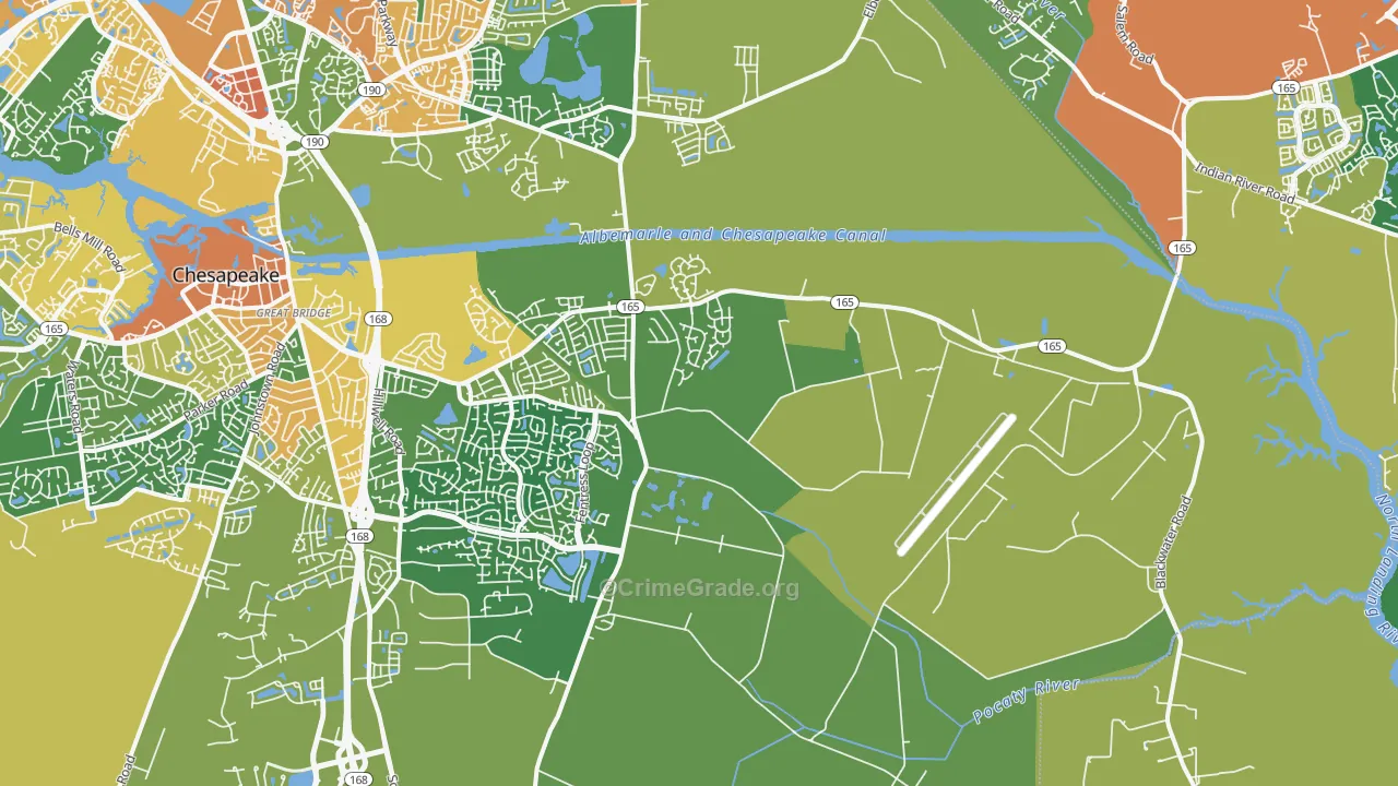 Butts Station, Chesapeake, VA Map of Theft Rates