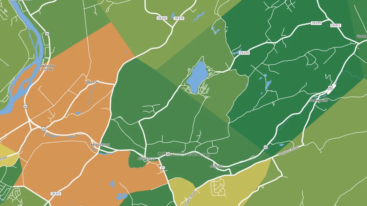 Buttzville, NJ Map of Theft Rates
