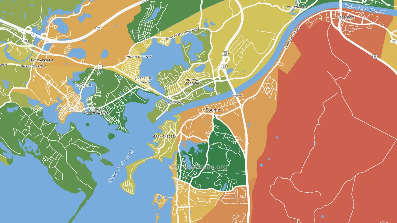 Buzzards Bay, MA Map of Theft Rates