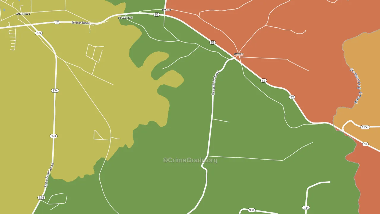 Bybee, KY Map of Theft Rates