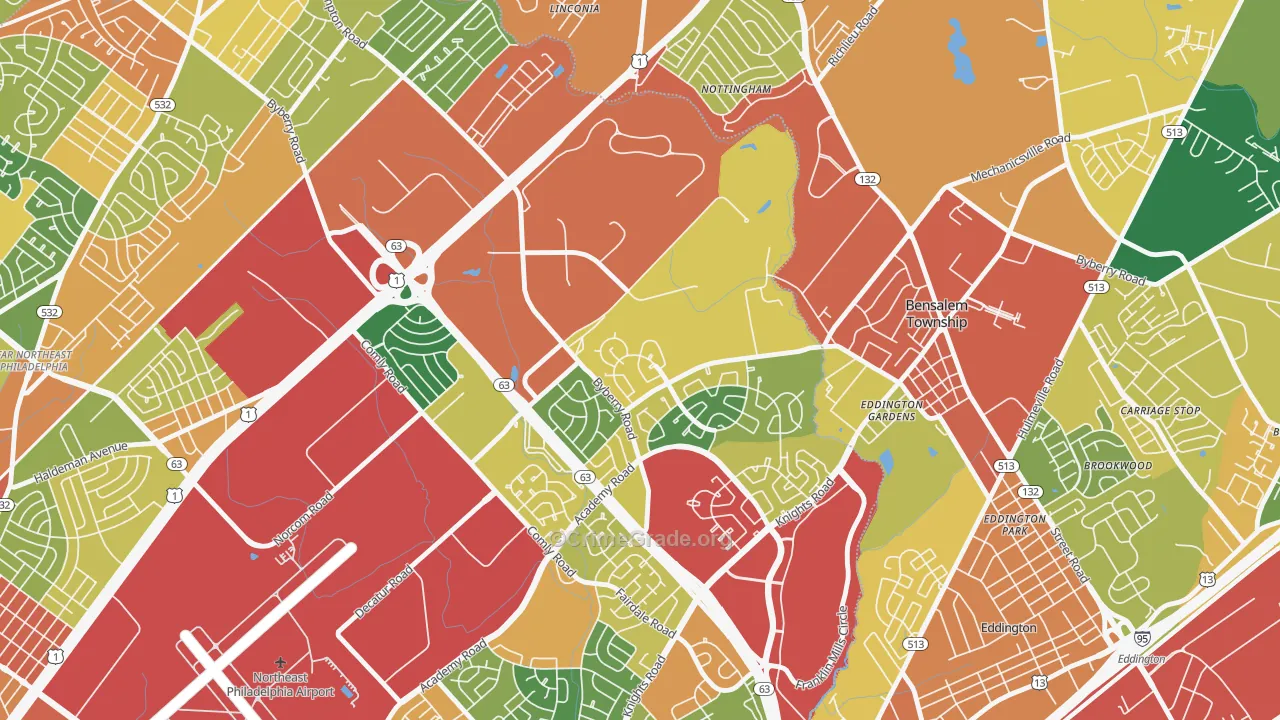 Byberry, Philadelphia, PA Map of Theft Rates