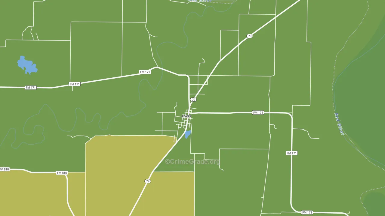 Byers, TX Map of Theft Rates