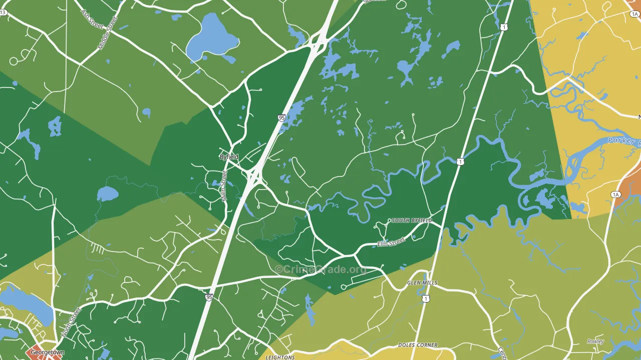 Byfield, MA Map of Theft Rates