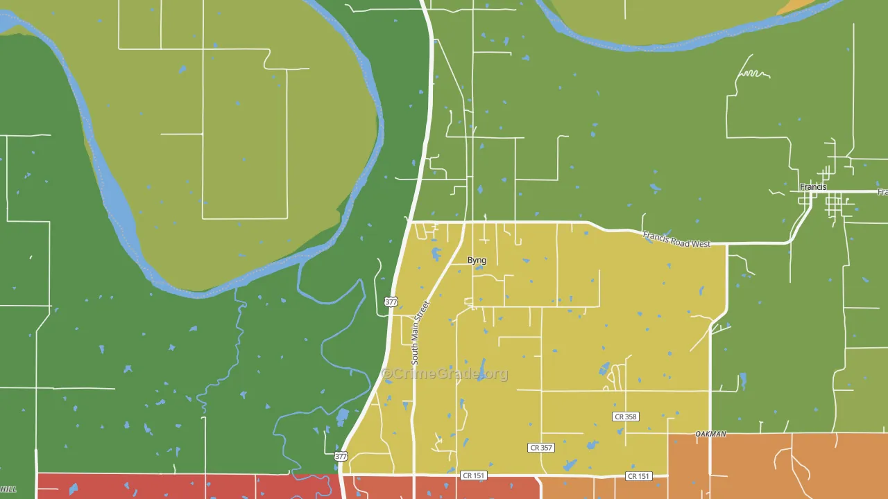 Byng, OK Map of Theft Rates