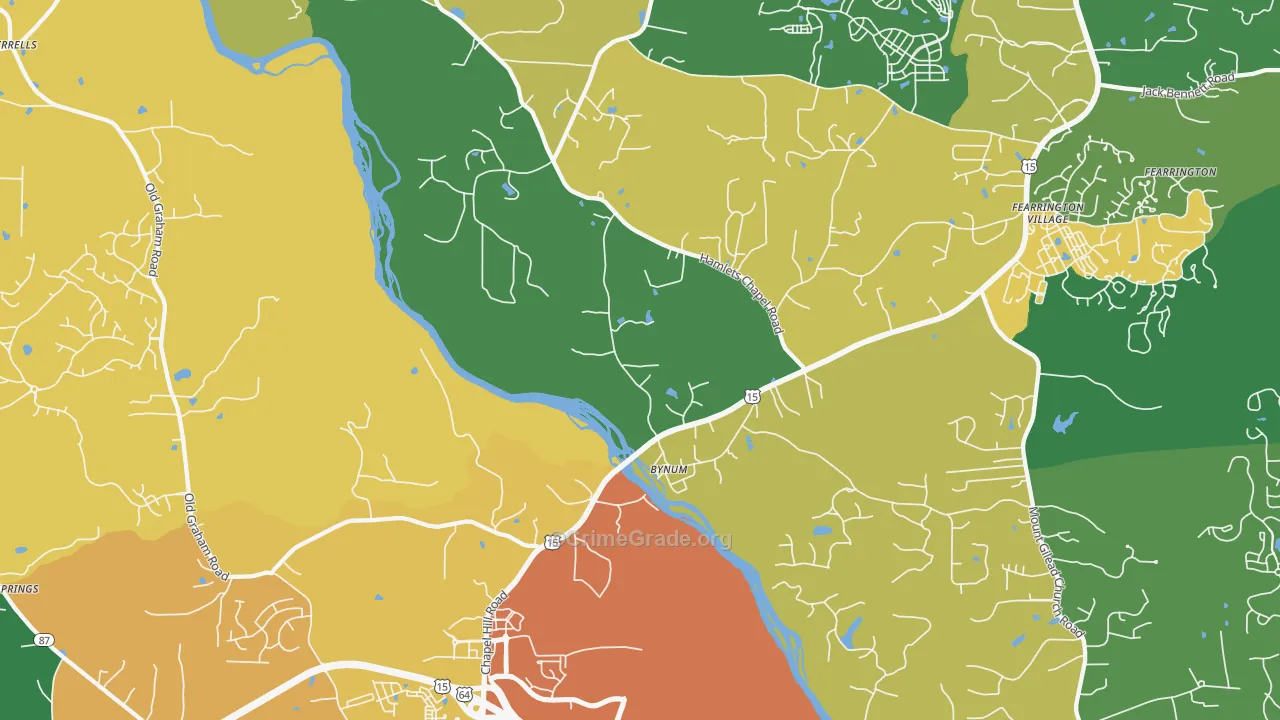 Bynum, NC Map of Theft Rates