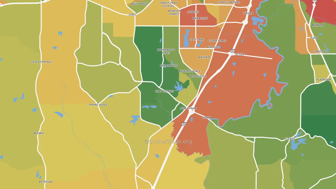 Byram, MS Map of Theft Rates