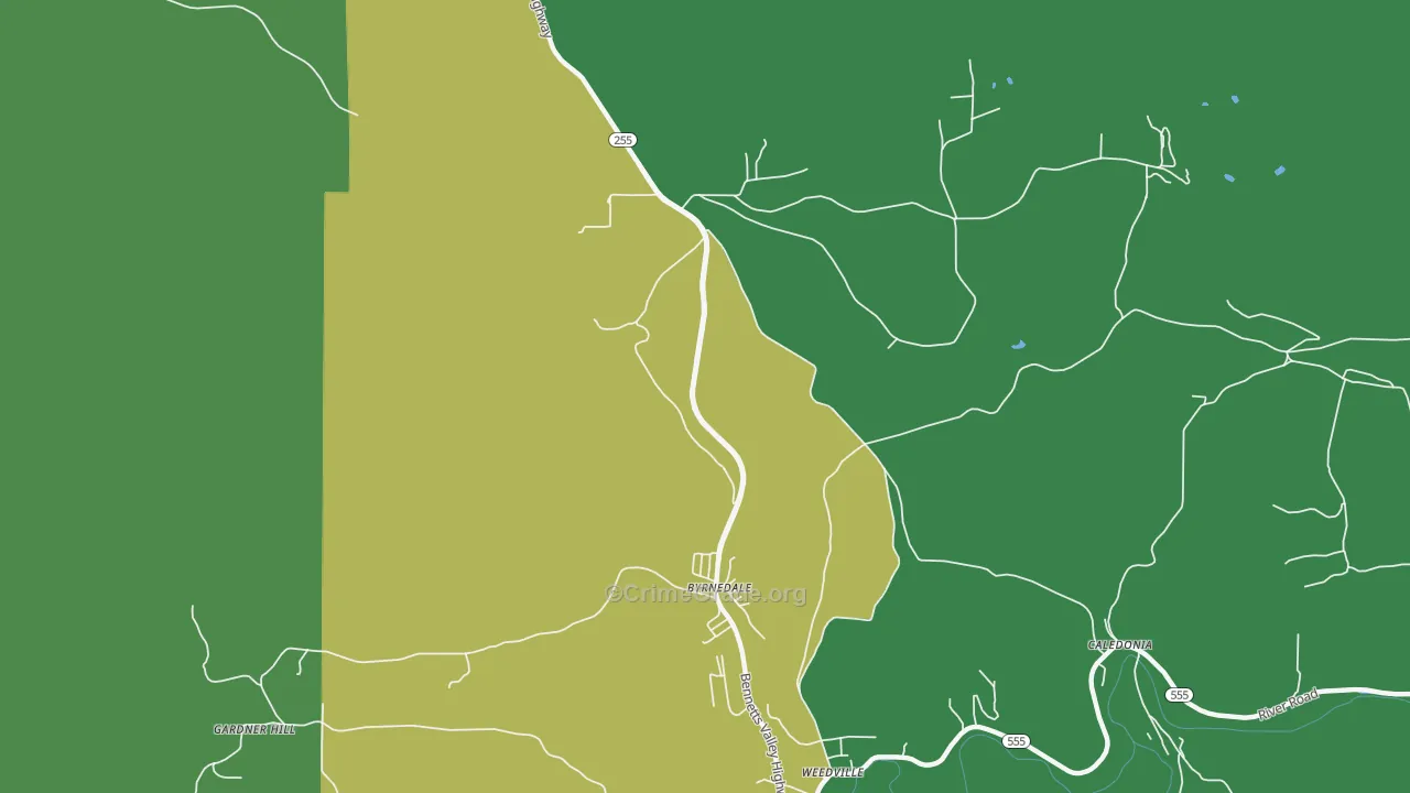 Byrnedale, PA Map of Theft Rates