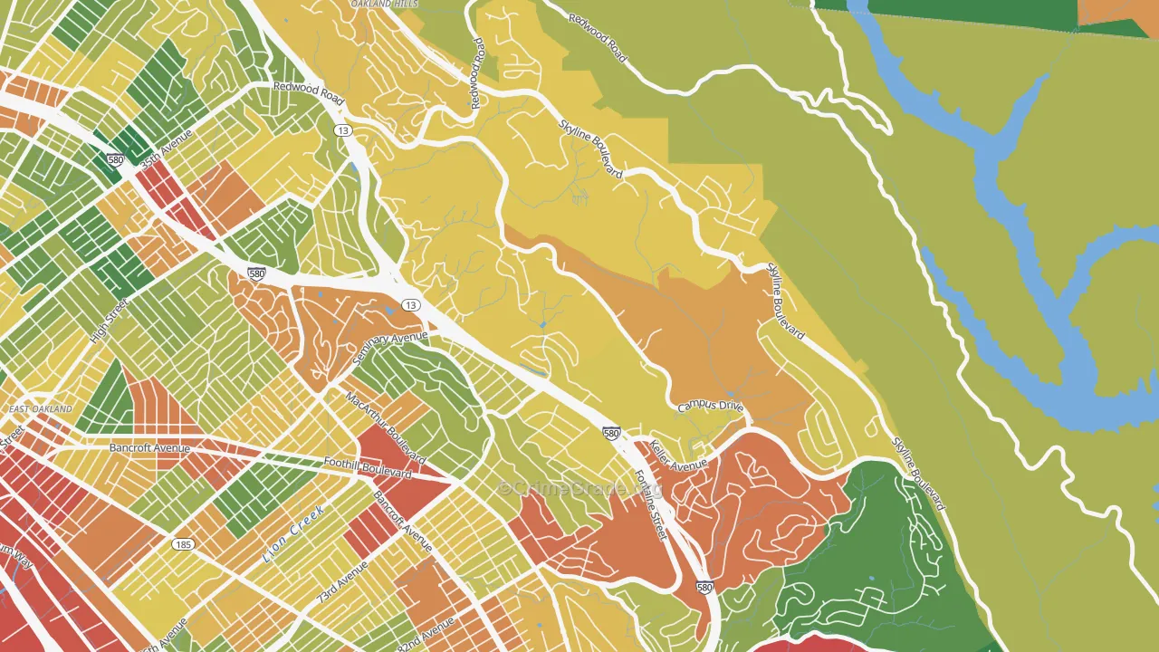 Caballo Hills, Oakland, CA Map of Theft Rates