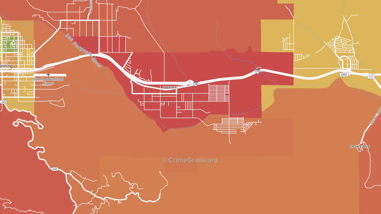 Cabazon, CA Map of Theft Rates