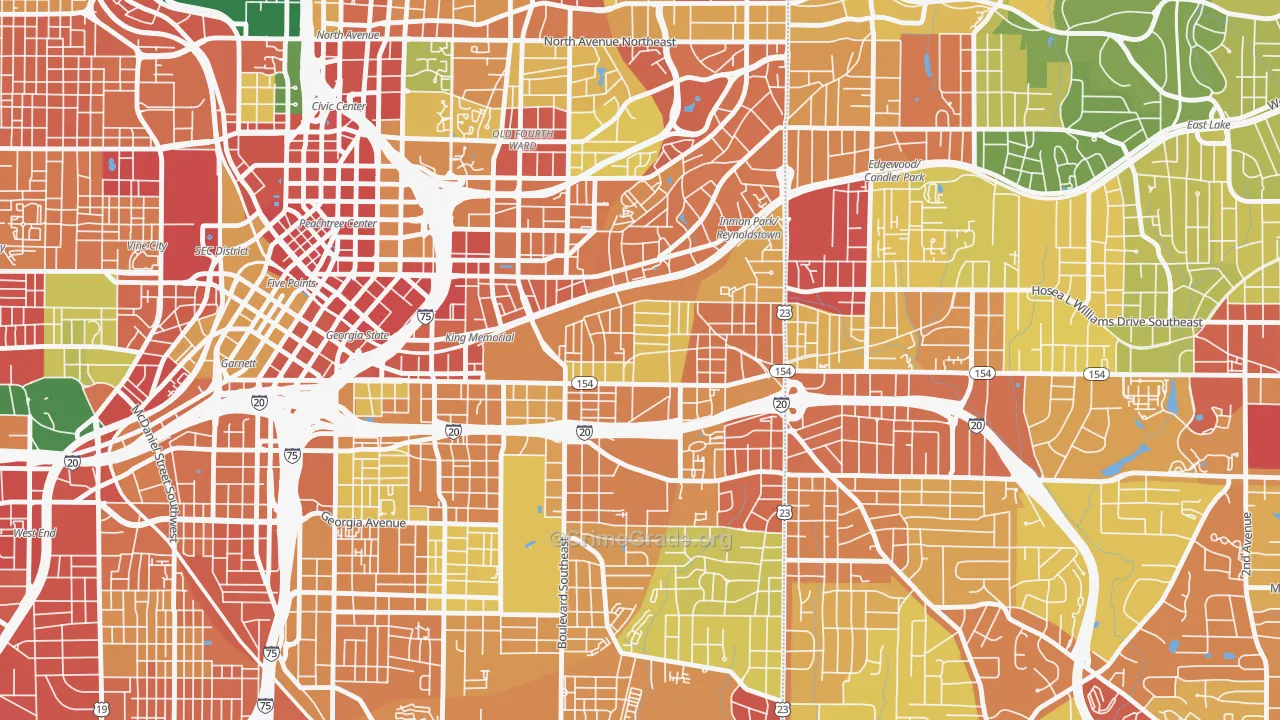 Cabbage Town, Atlanta, GA Map of Theft Rates