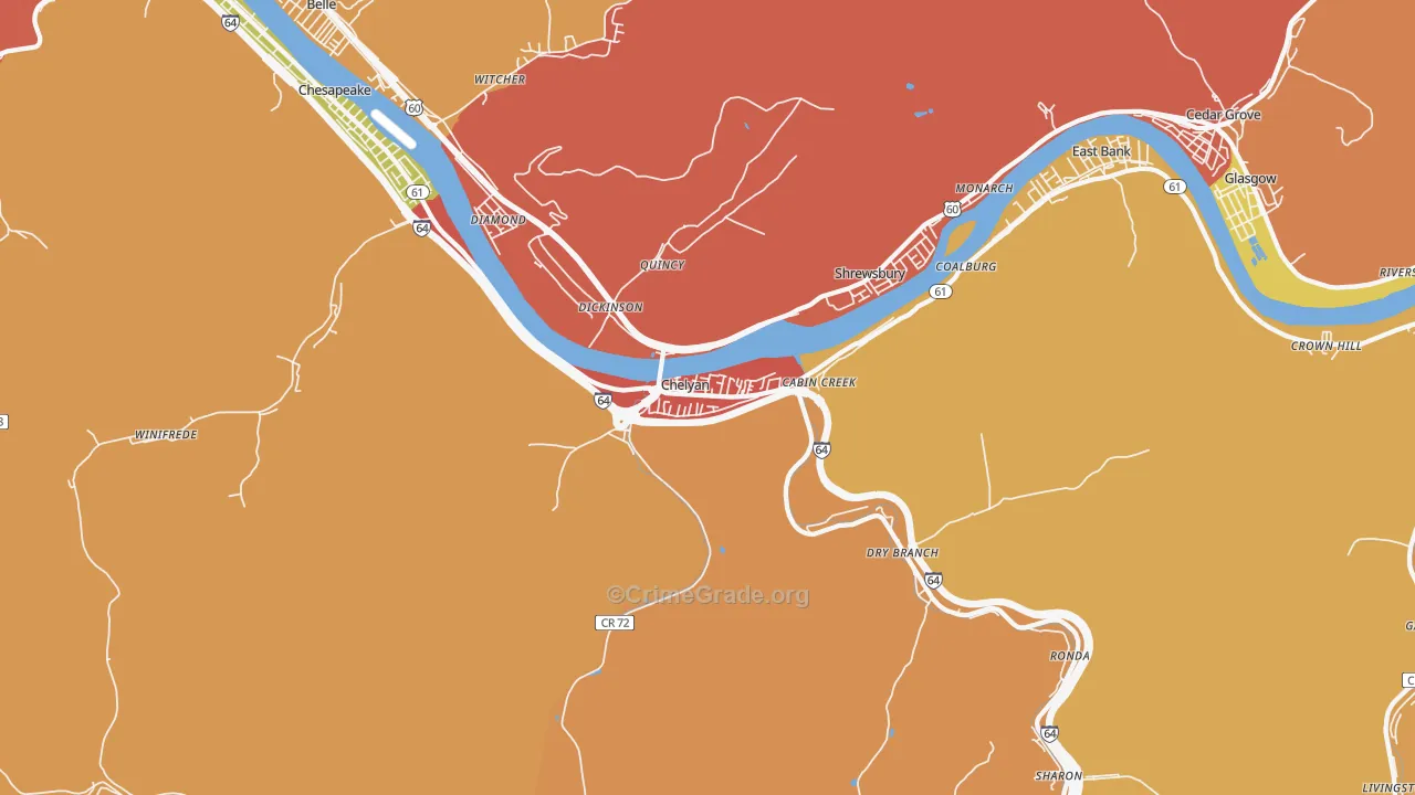 Cabin Creek, WV Map of Theft Rates