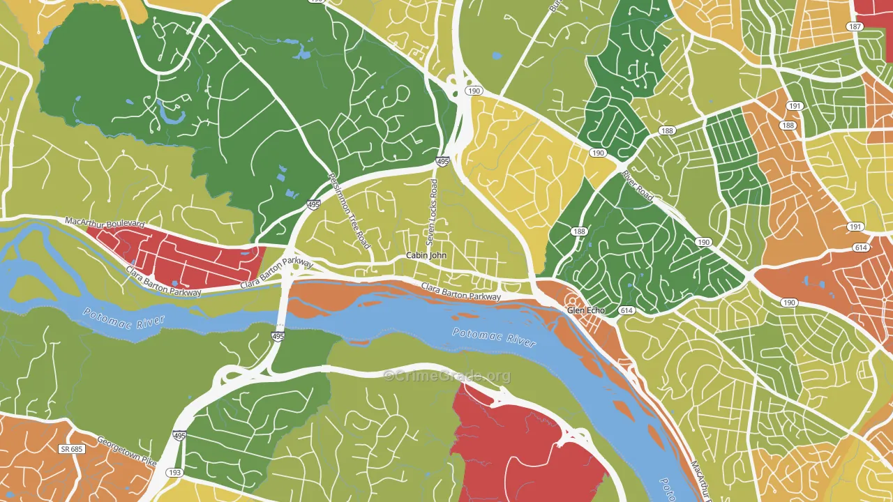 Cabin John, MD Map of Theft Rates