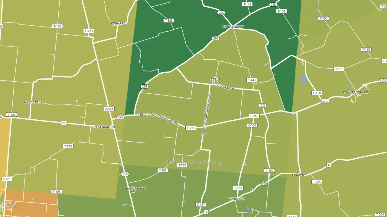 Cable, OH Map of Theft Rates