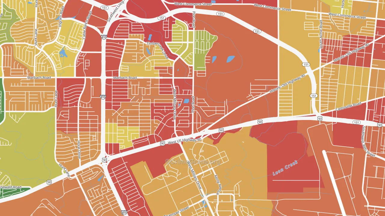Cable-Westwood, San Antonio, TX Map of Theft Rates