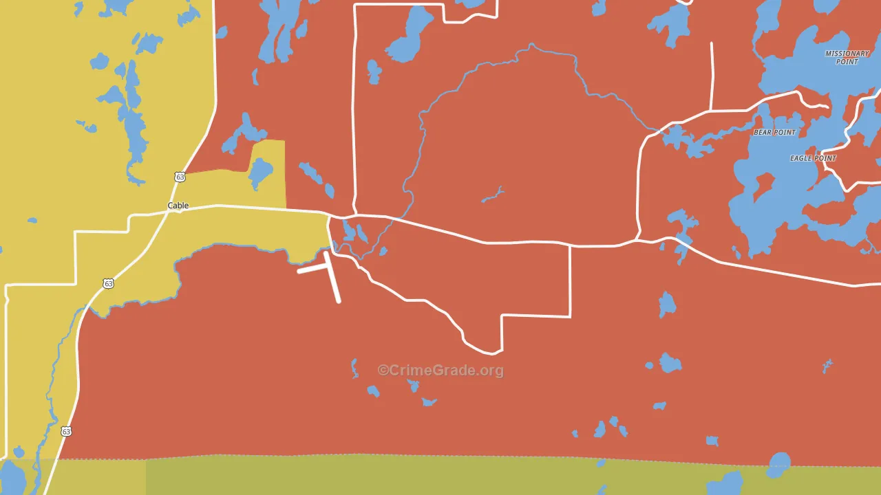 Cable, WI Map of Theft Rates