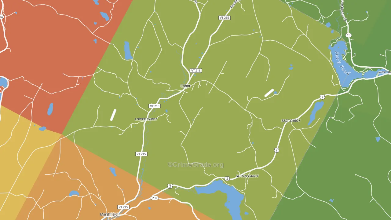 Cabot, VT Map of Theft Rates