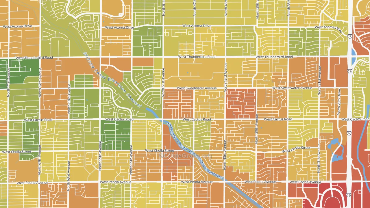 Cactus Gale, Glendale, AZ Map of Theft Rates