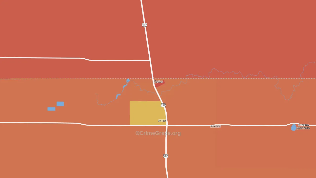 Cactus, TX Map of Theft Rates