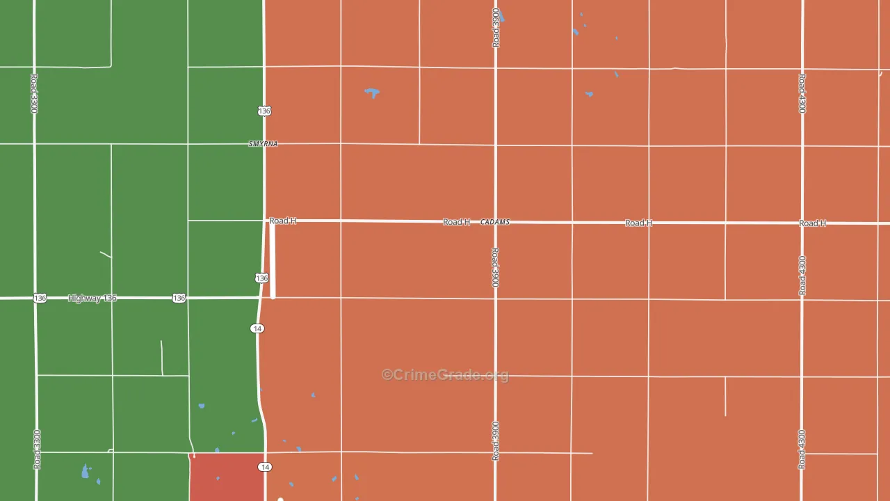 Cadams, NE Map of Theft Rates