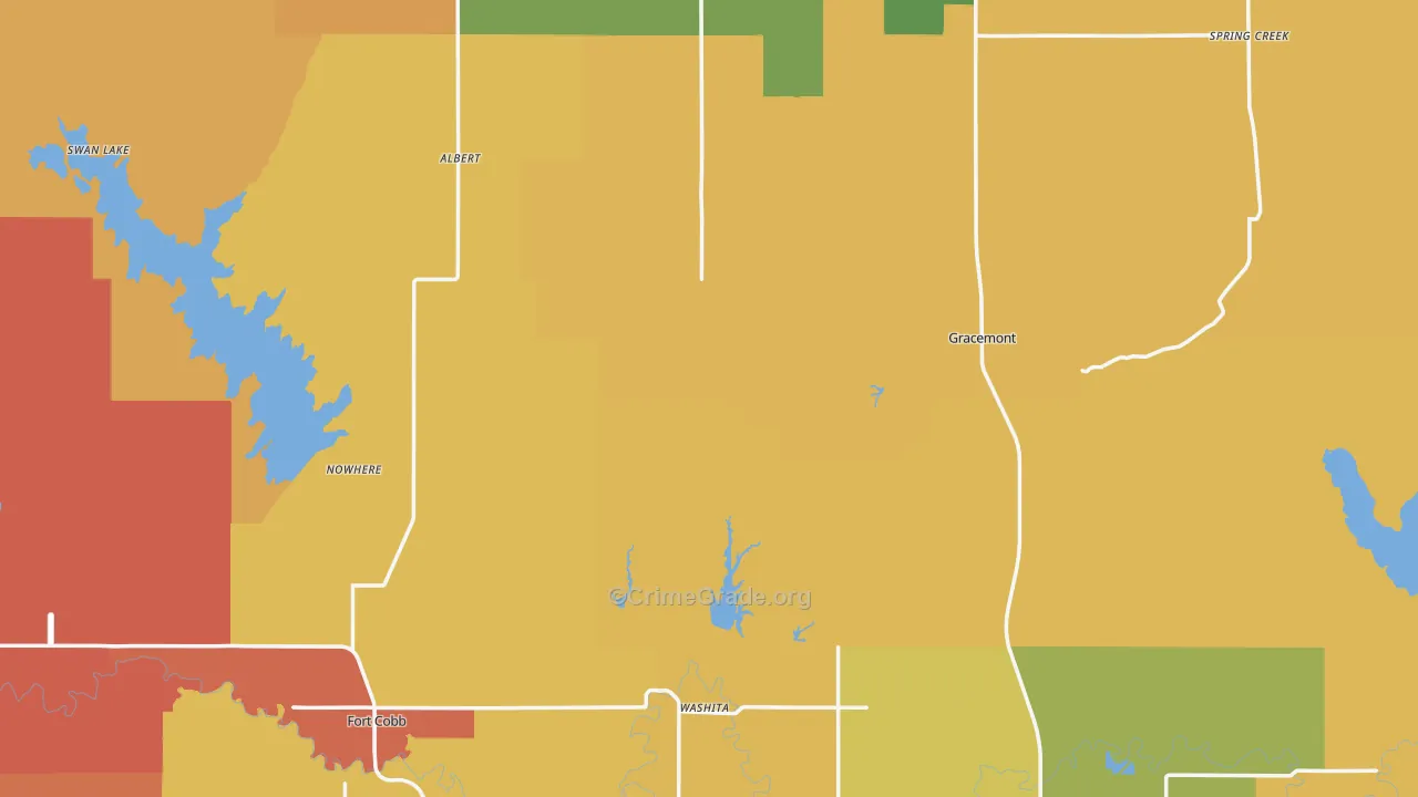Caddo County, OK Map of Theft Rates