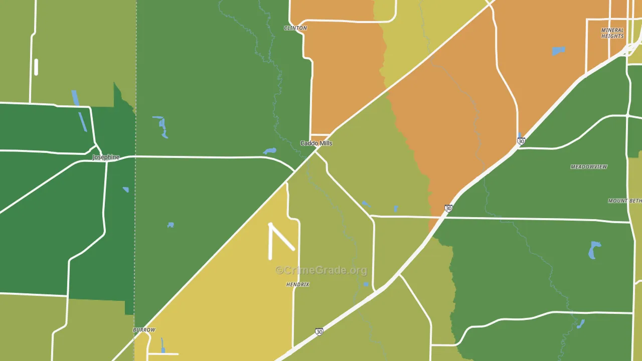 Caddo Mills, TX Map of Theft Rates