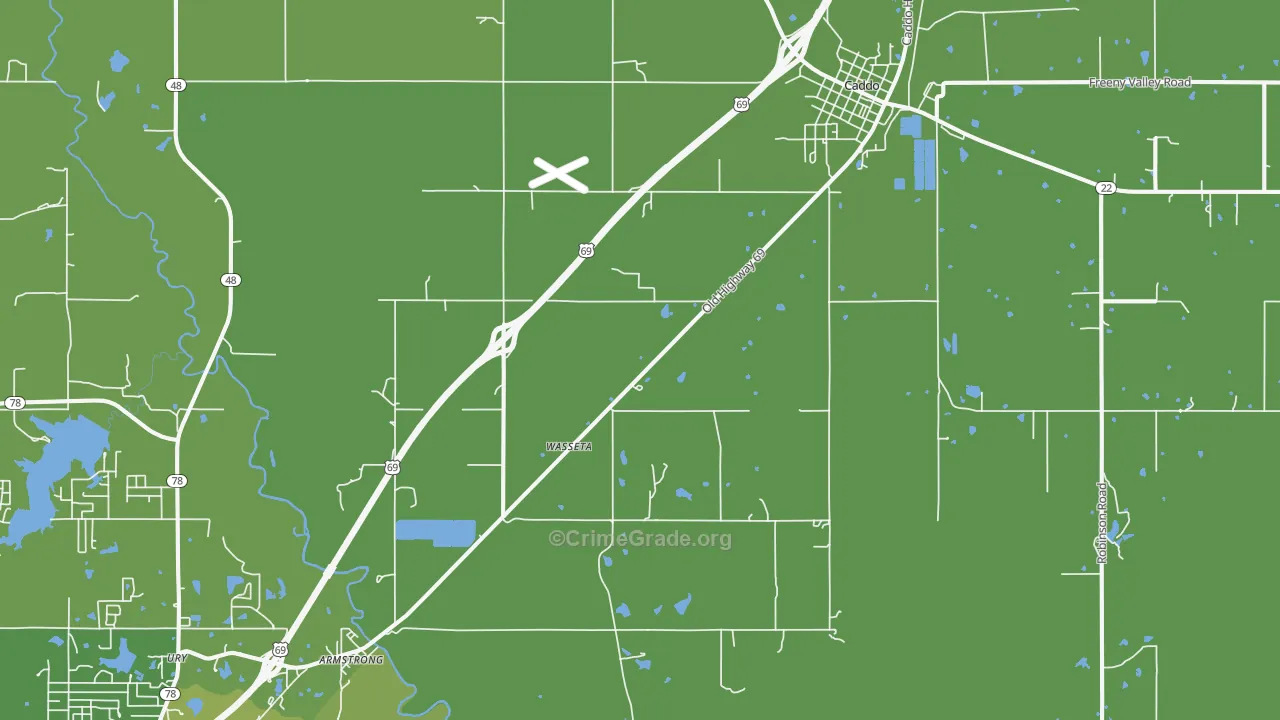 Caddo, OK Map of Theft Rates