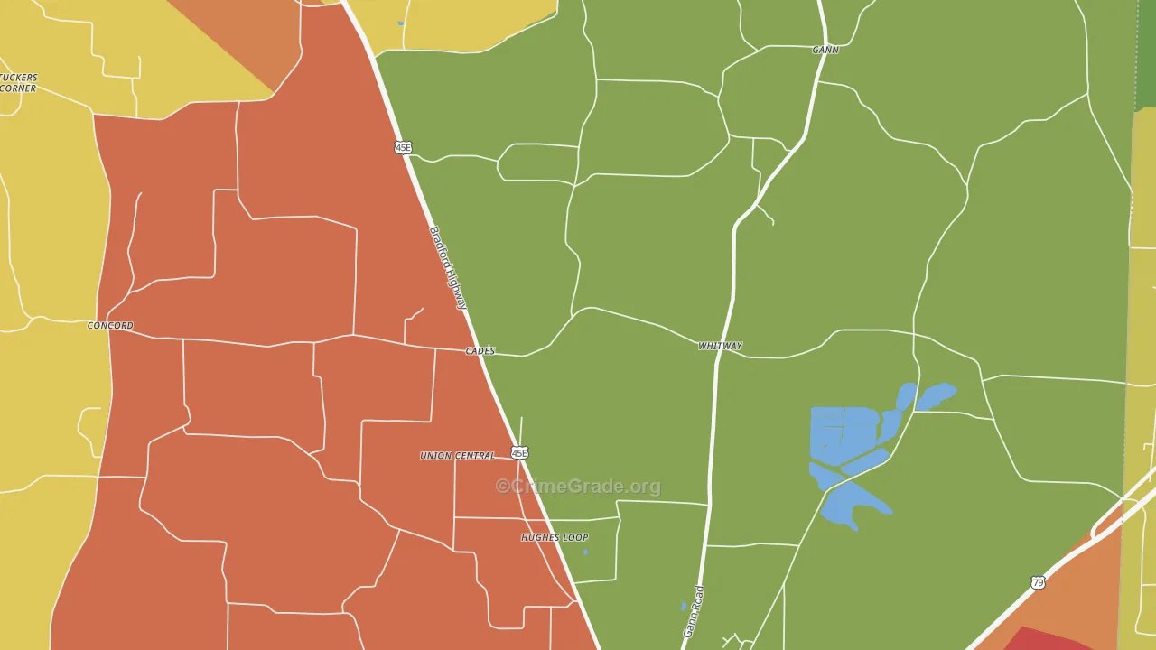 Cades, TN Map of Theft Rates