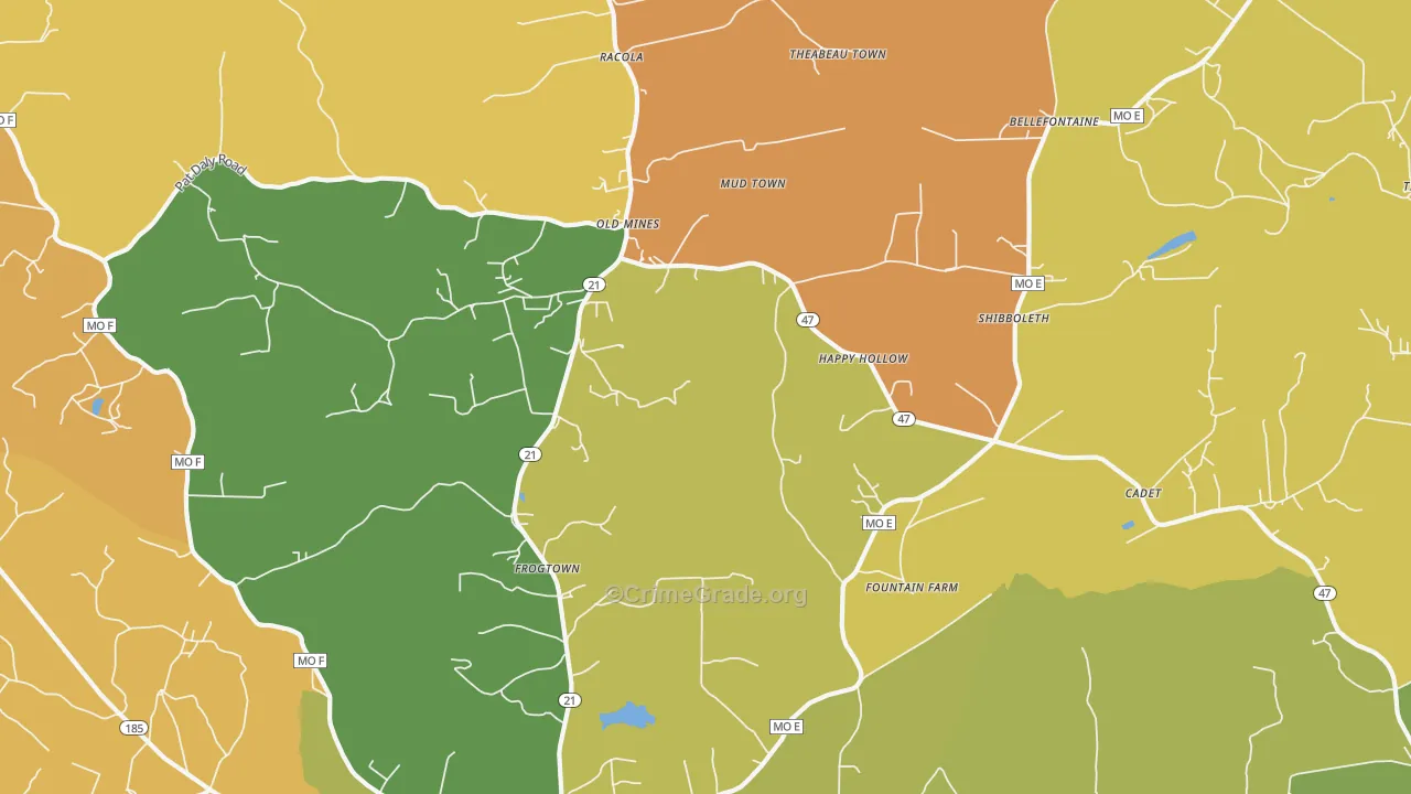 Cadet, MO Map of Theft Rates