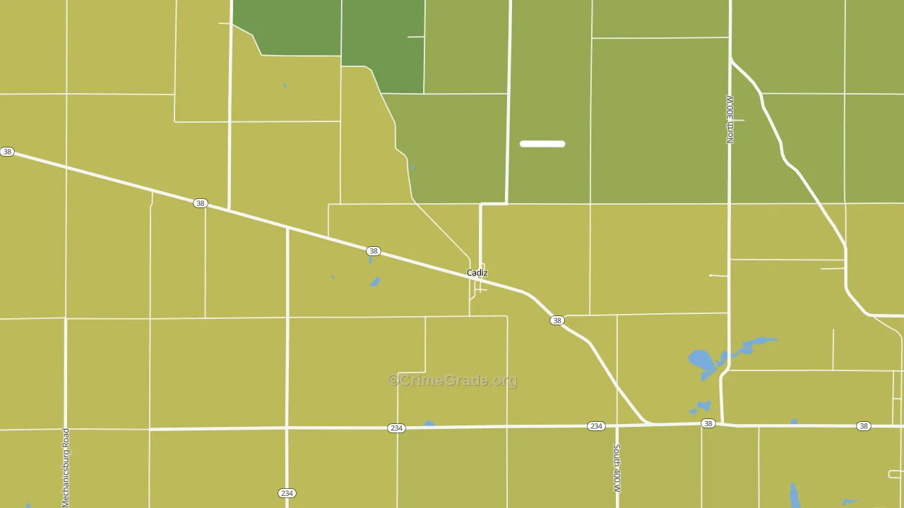 Cadiz, IN Map of Theft Rates