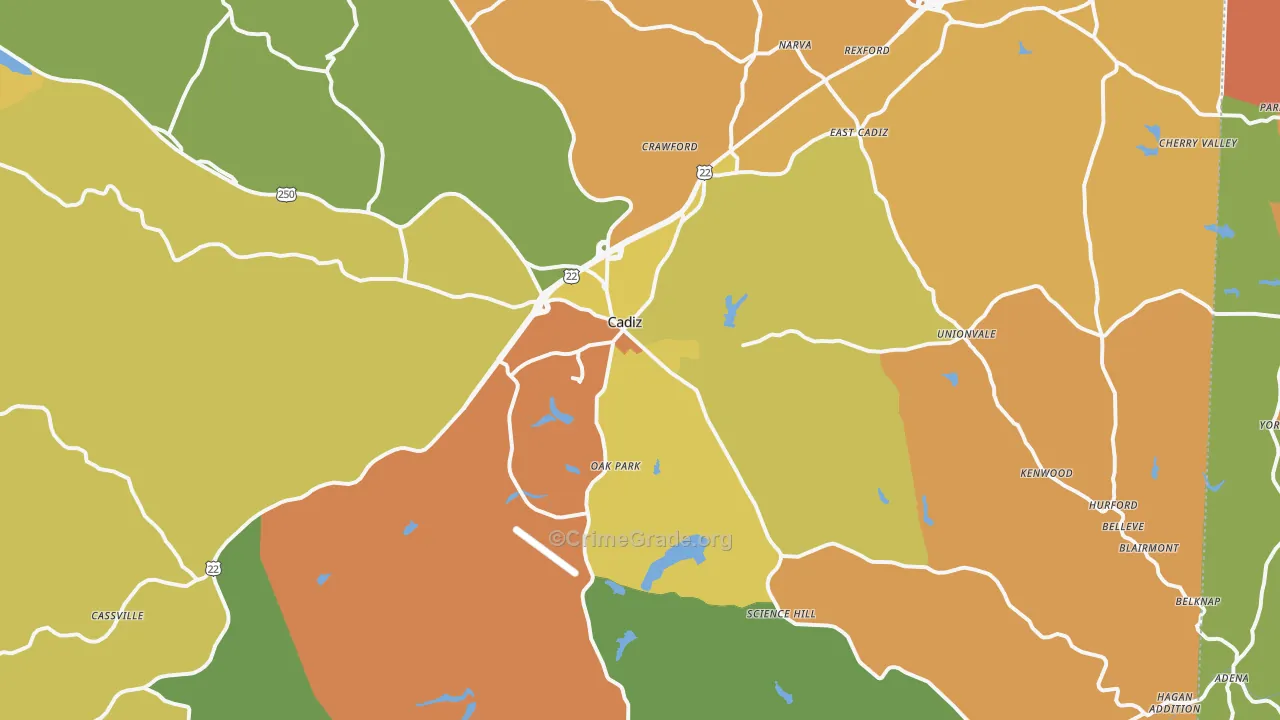 Cadiz, OH Map of Theft Rates