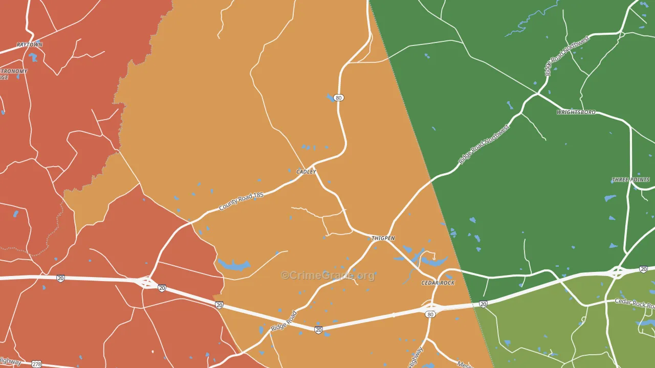 Cadley, GA Map of Theft Rates