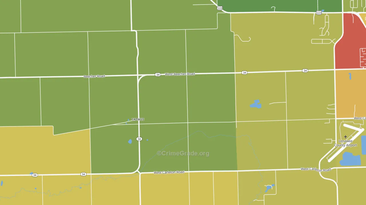 Cadmus, MI Map of Theft Rates