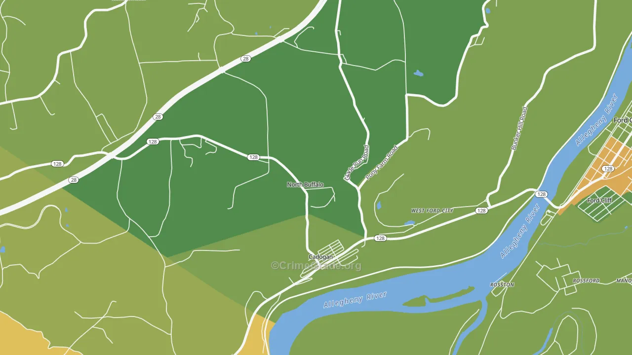 Cadogan, PA Map of Theft Rates