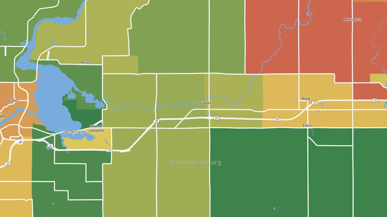 Cadott, WI Map of Theft Rates