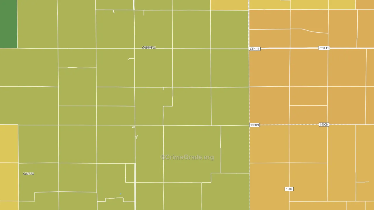 Cadwell, IL Map of Theft Rates