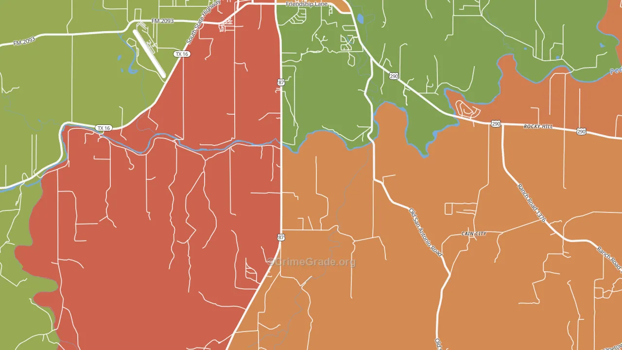 Cain City, TX Map of Theft Rates