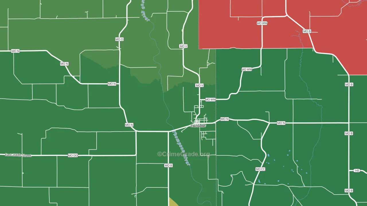 Cainsville, MO Map of Theft Rates