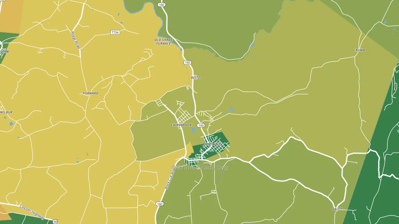 Cairnbrook, PA Map of Theft Rates