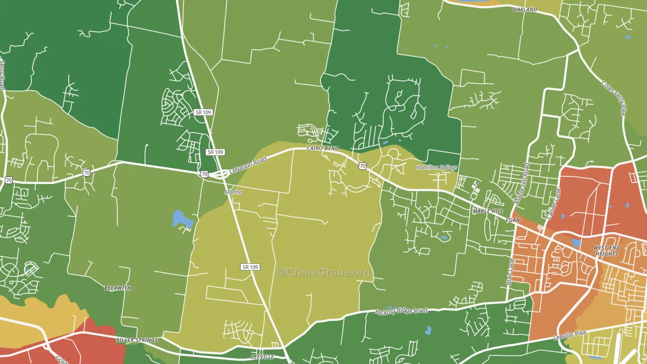 Cairo Bend, TN Map of Theft Rates