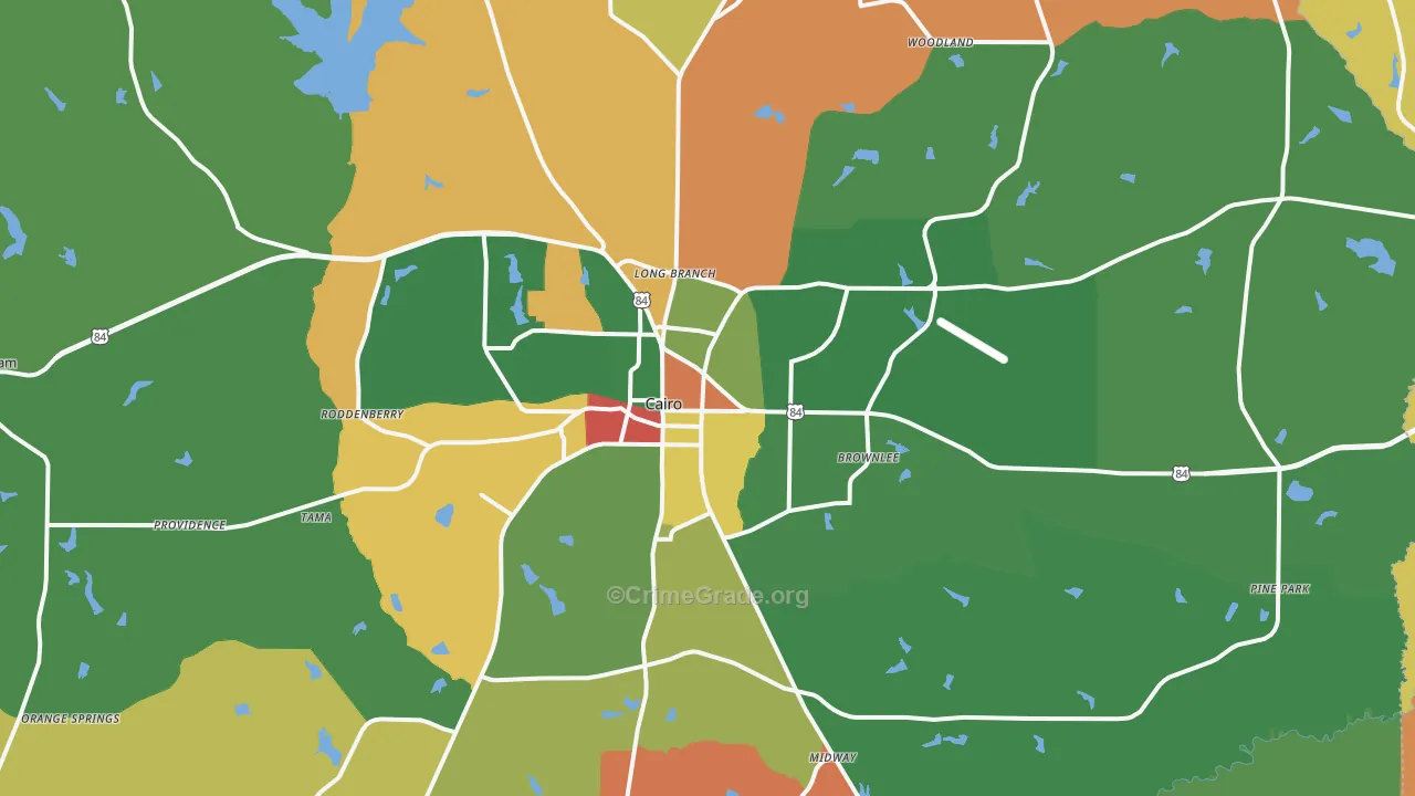 Cairo, GA Map of Theft Rates
