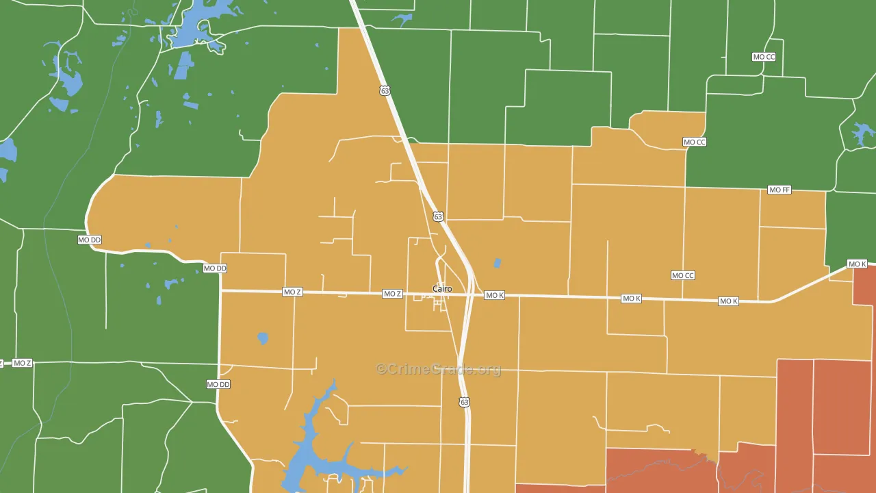 Cairo, MO Map of Theft Rates