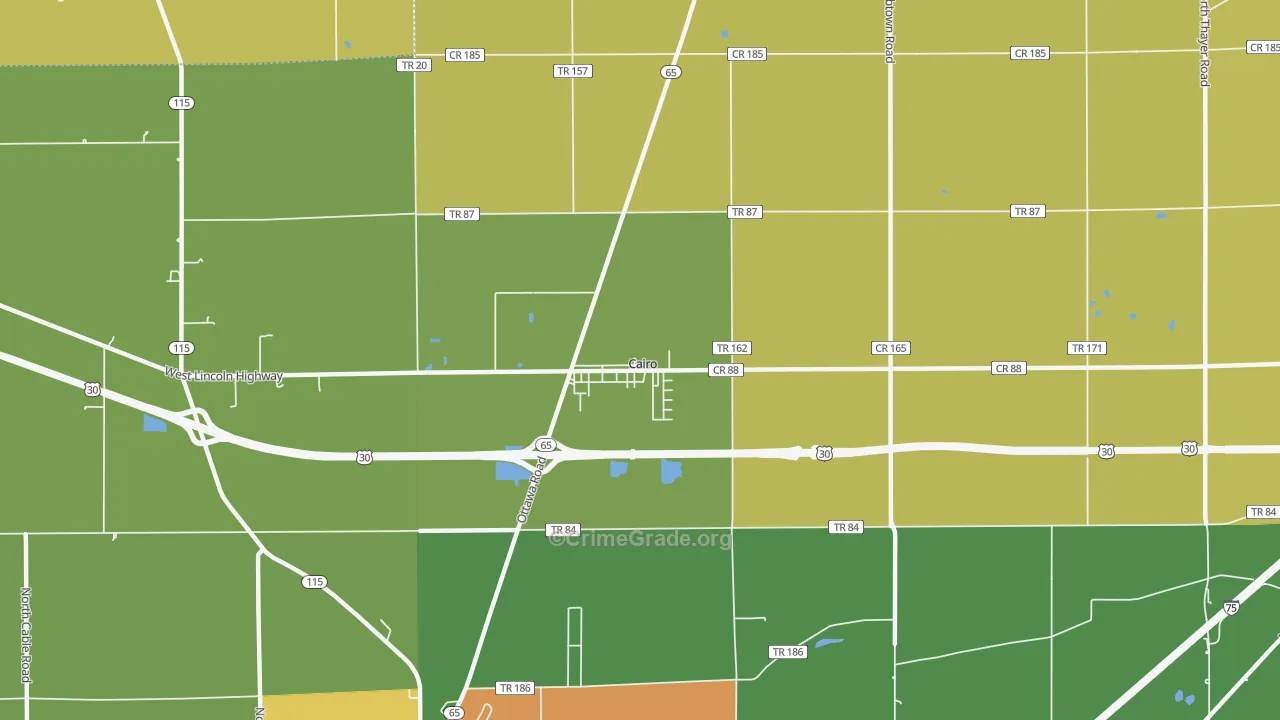 Cairo, OH Map of Theft Rates