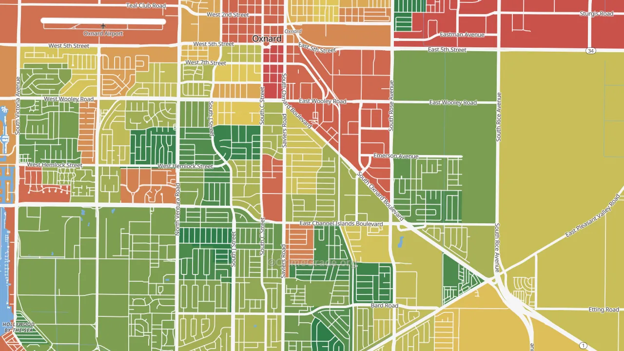 Cal-Gisler, Oxnard, CA Map of Theft Rates