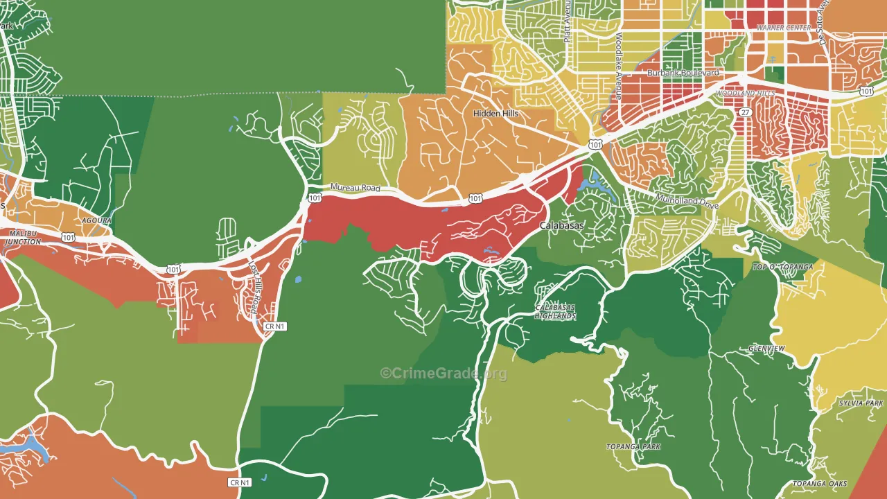 Calabasas, CA Map of Theft Rates