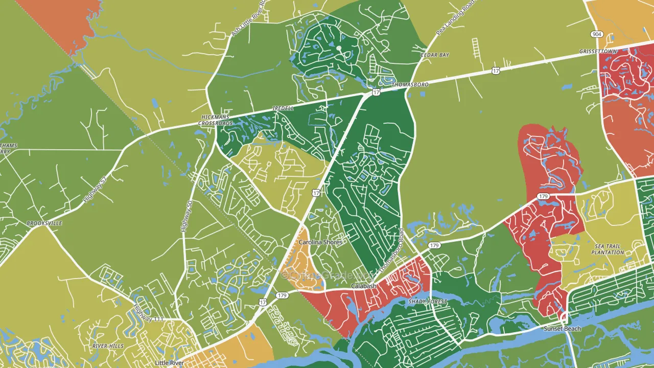 Calabash, NC Map of Theft Rates