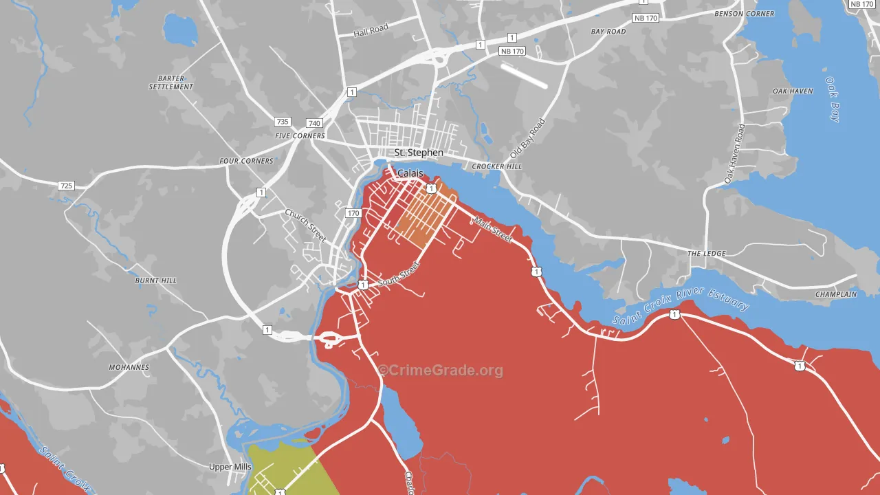 Calais, ME Map of Theft Rates