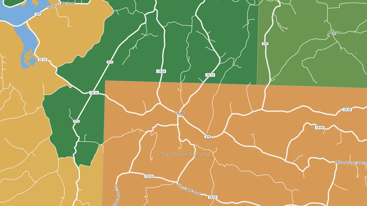 Calais, OH Map of Theft Rates